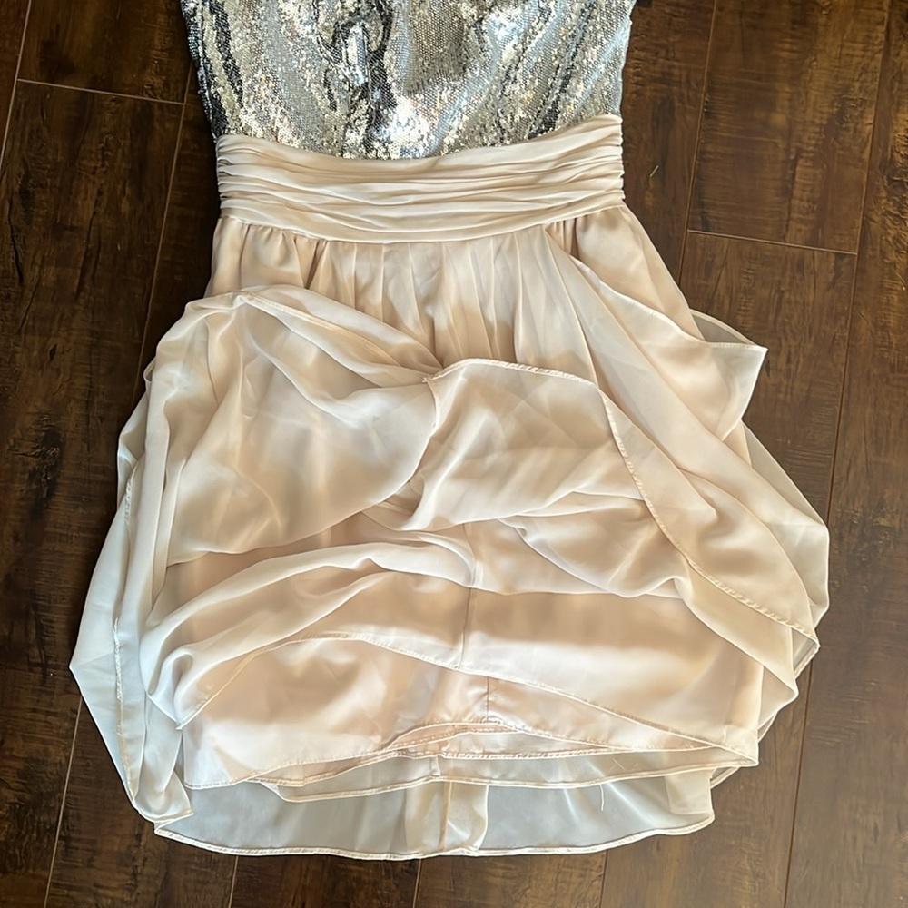 Bill Levkoff silver and beige cocktail dress - Picture 4 of 4